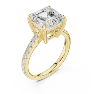 Ethereal Emerald Cut Hidden Halo Solitaire Ring