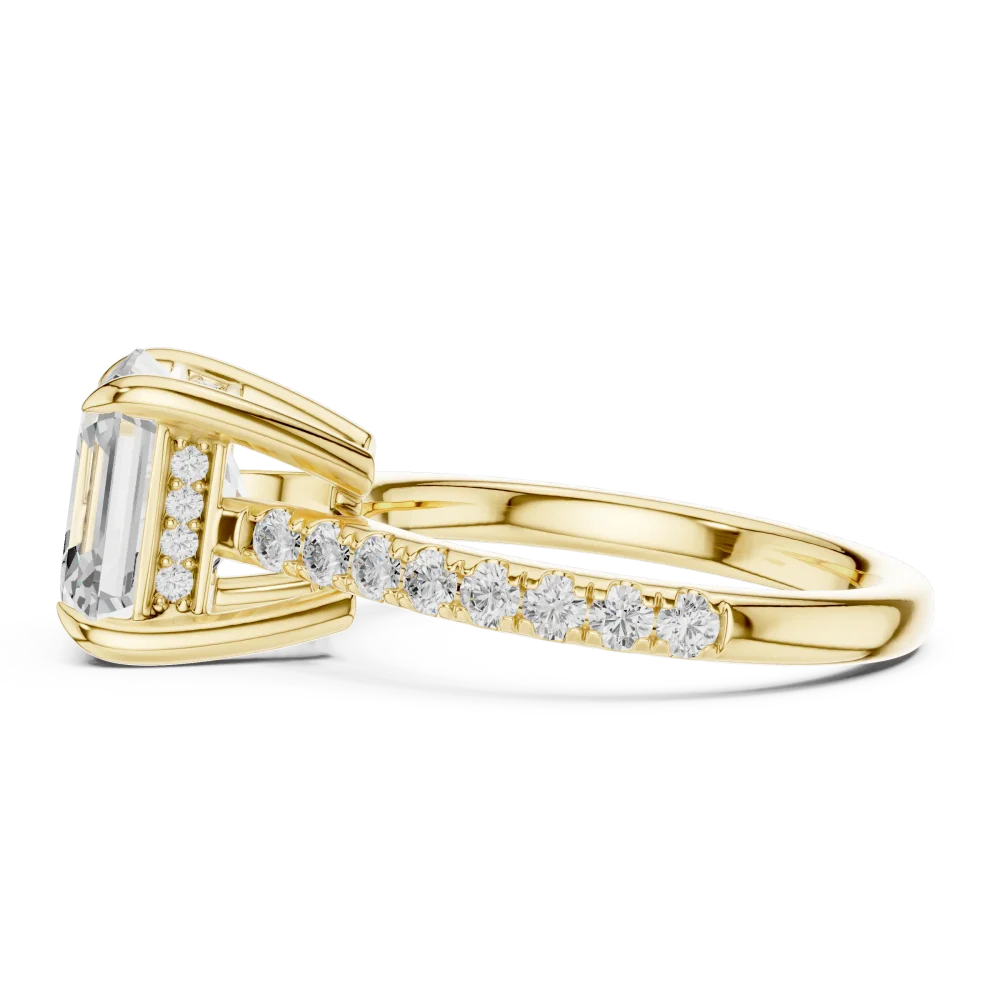 Ethereal Emerald Cut Hidden Halo Solitaire Ring - Image 4
