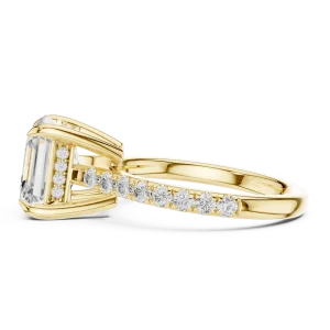 Ethereal Emerald Cut Hidden Halo Solitaire Ring - Image 4