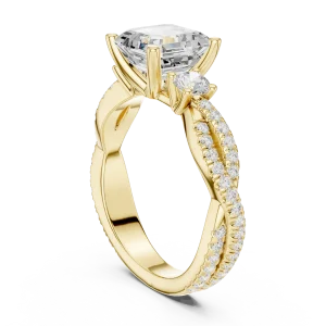 Luminary Emerald Cut Solitaire Ring with Pavé Twist Band - Image 3
