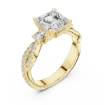 Luminary Emerald Cut Solitaire Ring with Pavé Twist Band