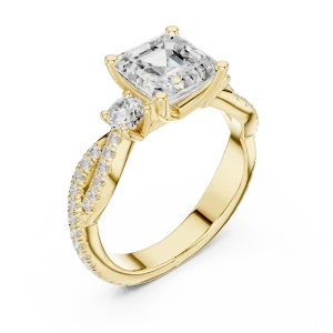 Luminary Emerald Cut Solitaire Ring with Pavé Twist Band