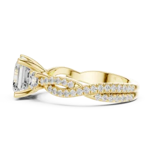 Luminary Emerald Cut Solitaire Ring with Pavé Twist Band - Image 4