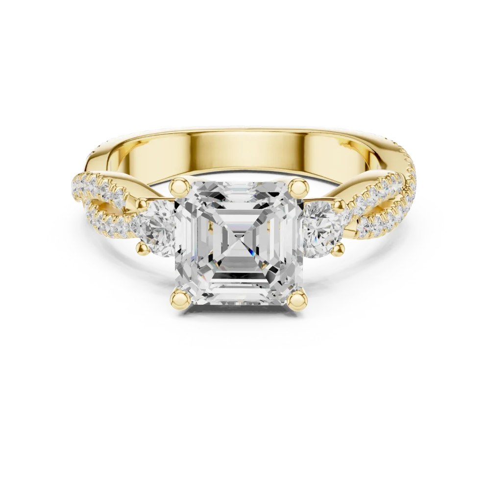 Luminary Emerald Cut Solitaire Ring with Pavé Twist Band - Image 2