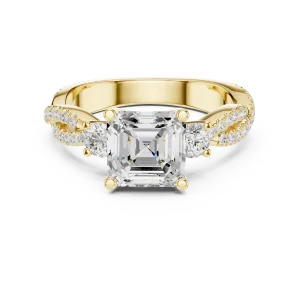 Luminary Emerald Cut Solitaire Ring with Pavé Twist Band - Image 2