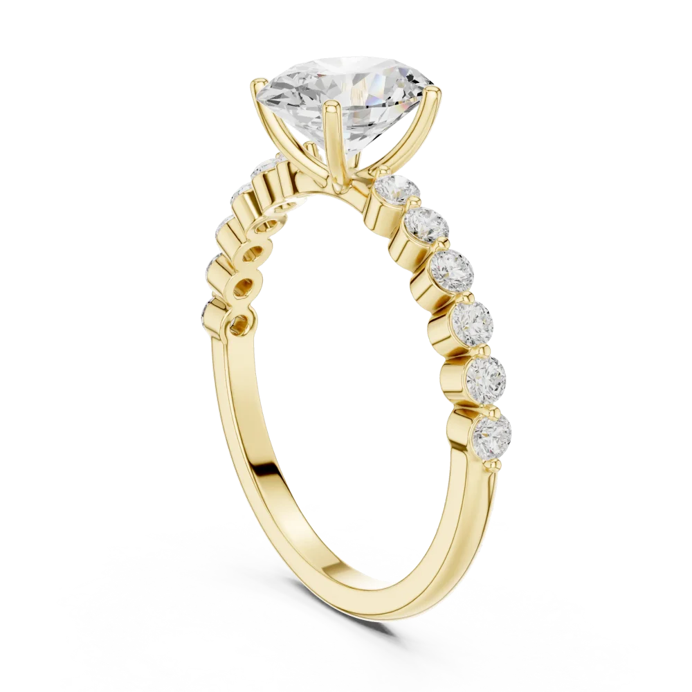Ethereal Oval Cut Solitaire Ring with Pavé Accents - Image 3