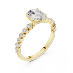 Ethereal Oval Cut Solitaire Ring with Pavé Accents