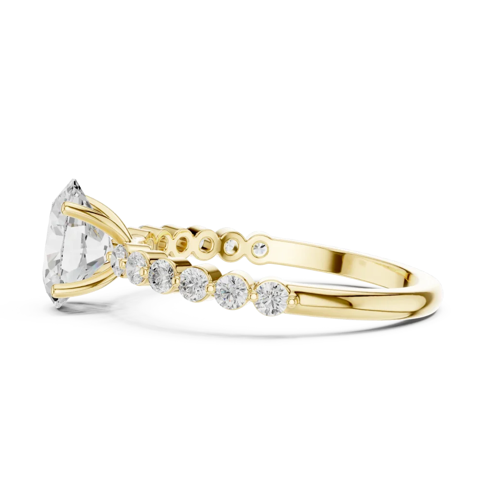 Ethereal Oval Cut Solitaire Ring with Pavé Accents - Image 4