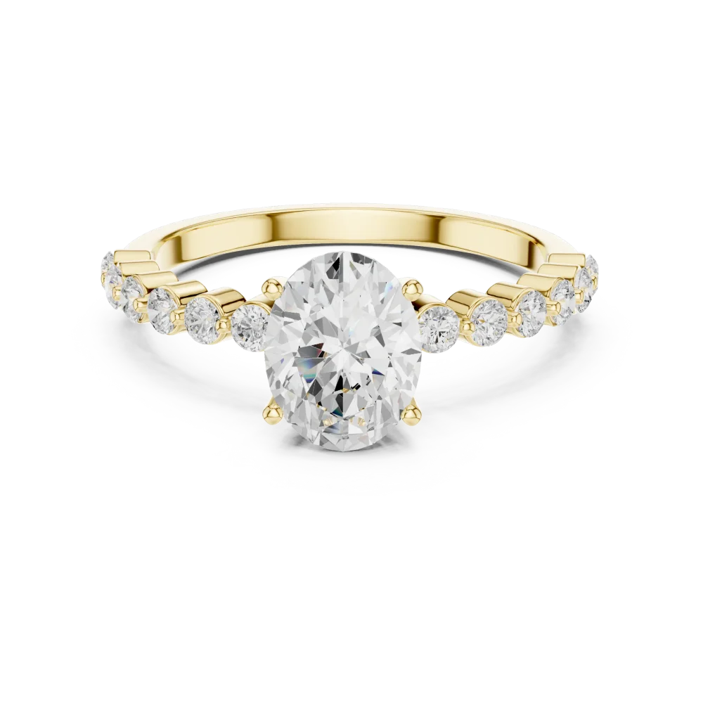 Ethereal Oval Cut Solitaire Ring with Pavé Accents - Image 2