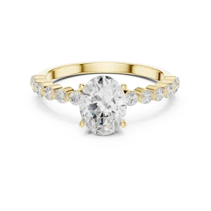 Ethereal Oval Cut Solitaire Ring with Pavé Accents - Image 2
