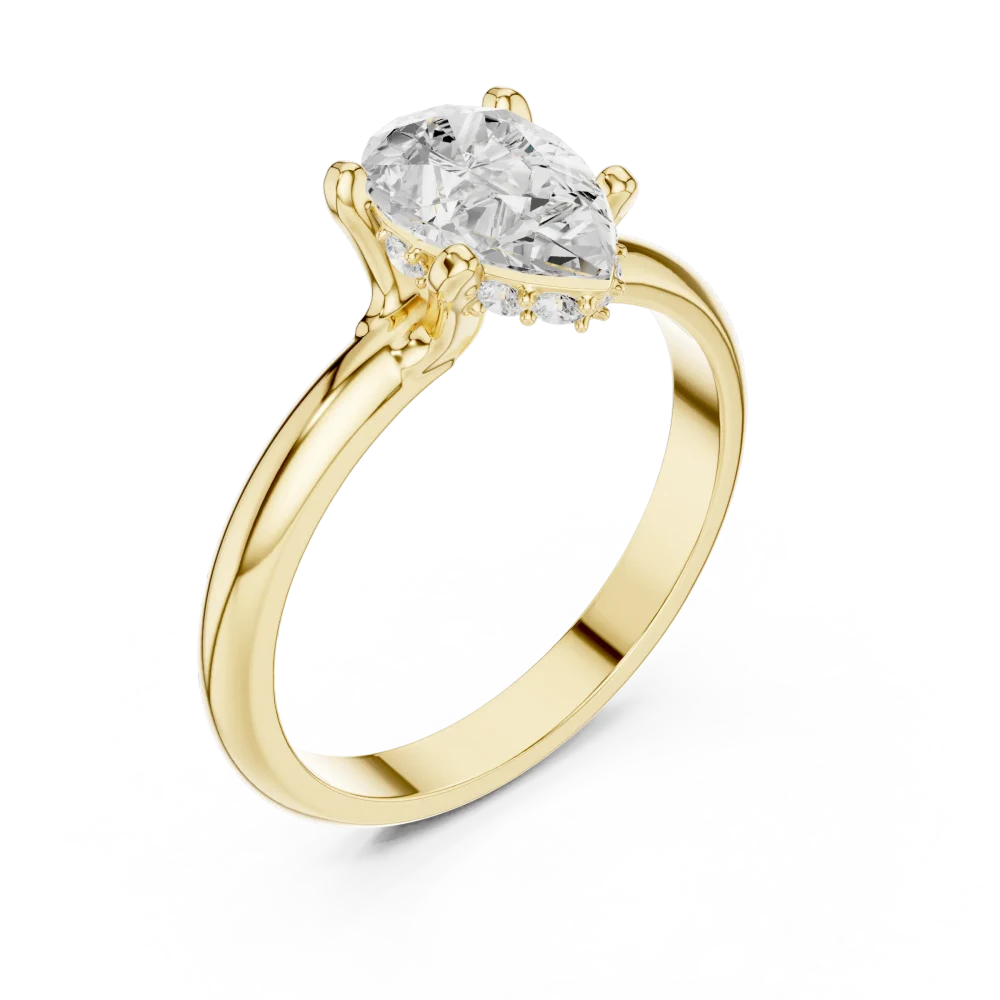 Discover the radiant beauty of our pear-cut Solitaire ring. Featuring high-grade DIAMEUR diamonds, this elegant design is the perfect engagement choice.