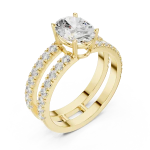 Ethereal Oval Cut Pavé Hidden Halo Solitaire Ring