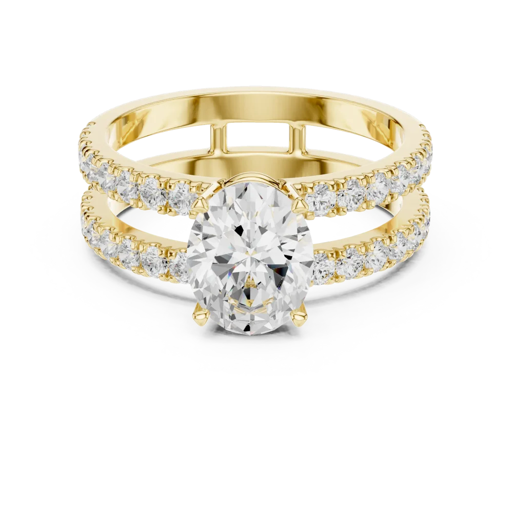 Ethereal Oval Cut Pavé Hidden Halo Solitaire Ring - Image 2