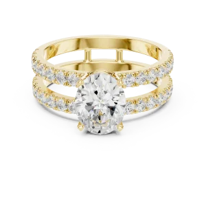 Ethereal Oval Cut Pavé Hidden Halo Solitaire Ring - Image 2