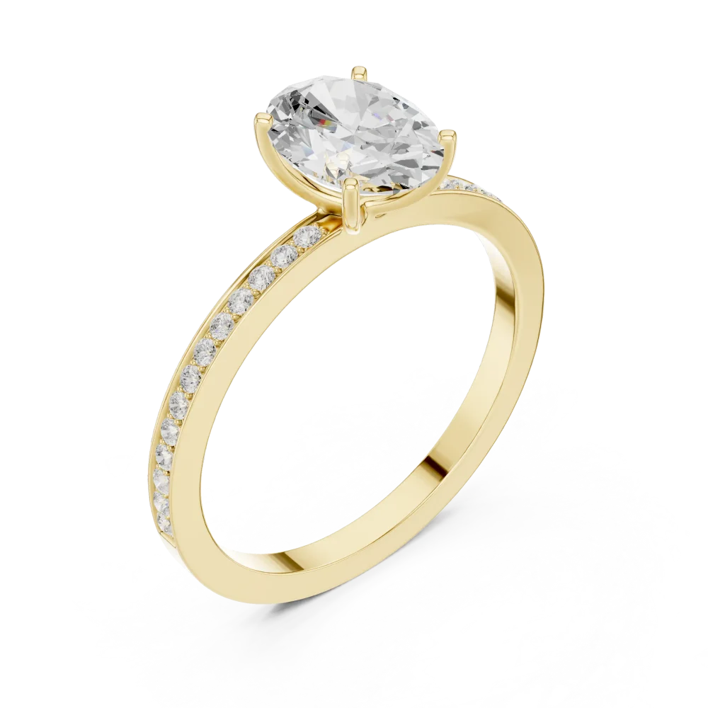 Discover the radiant beauty of our oval-cut DIAMEUR lab-grown diamond ring, adorned with pavé accents for timeless elegance. Shop this modern classic now.