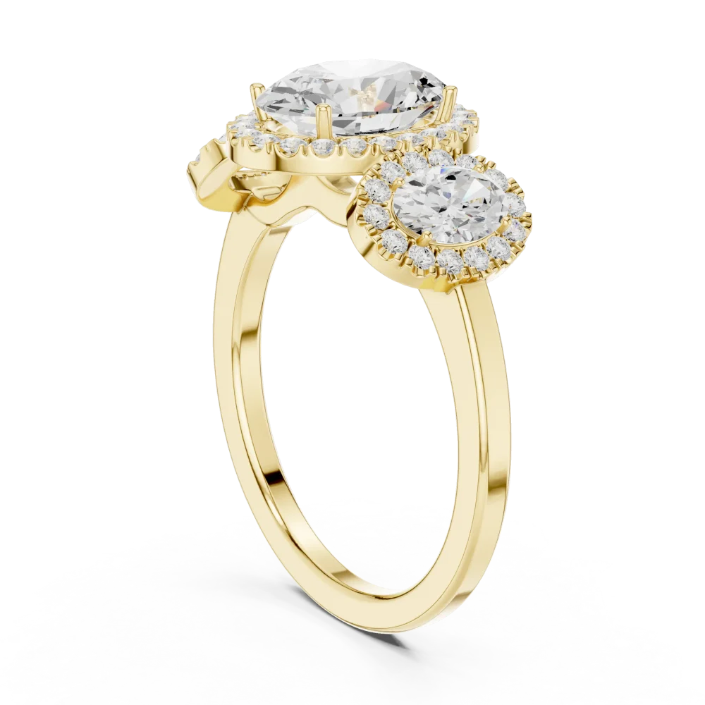 Ethereal Oval Trio Halo Statement Ring - Image 3