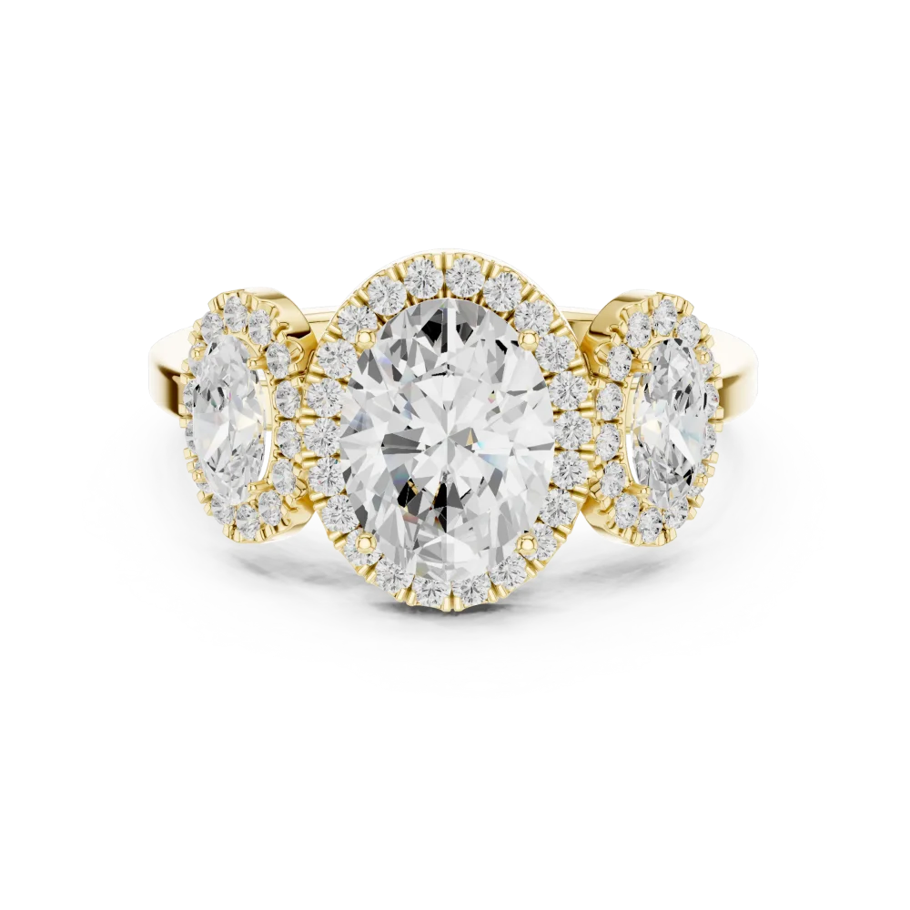 Ethereal Oval Trio Halo Statement Ring - Image 2