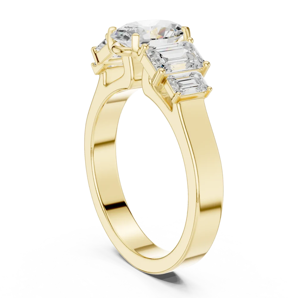 Ethereal Oval Solitaire Three Stone Architectural Ring - Image 3