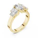 Ethereal Oval Solitaire Three Stone Architectural Ring