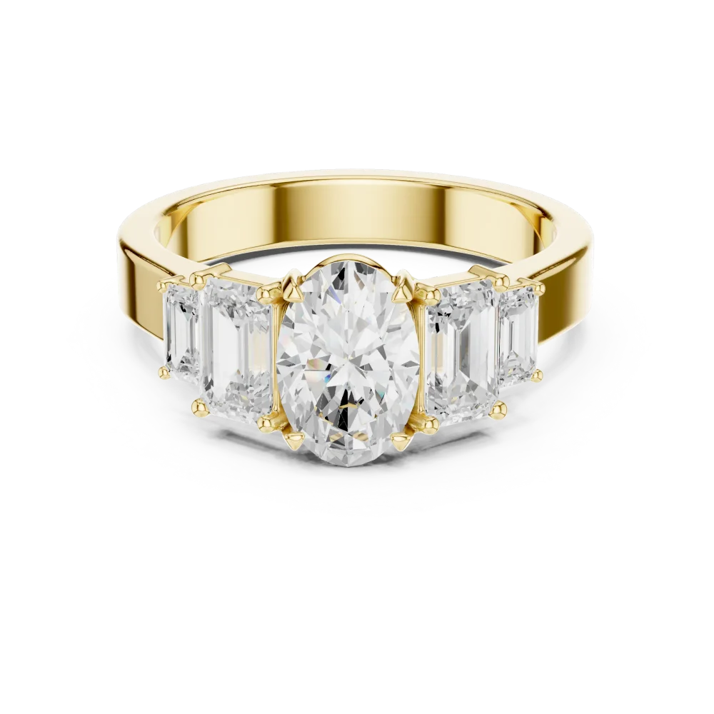 Ethereal Oval Solitaire Three Stone Architectural Ring - Image 2
