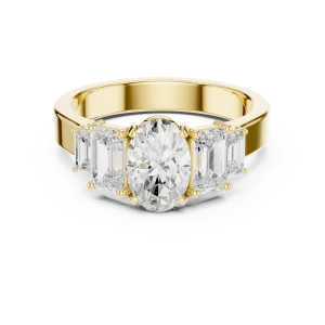 Ethereal Oval Solitaire Three Stone Architectural Ring - Image 2