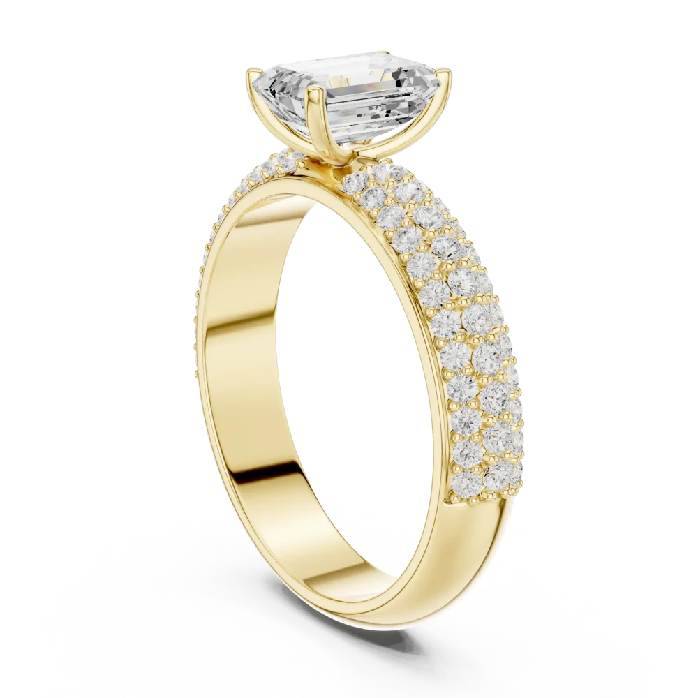 Ethereal Emerald Cut Solitaire Pavé Statement Ring - Image 3