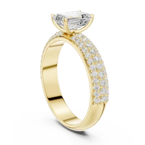 Ethereal Emerald Cut Solitaire Pavé Statement Ring - Image 3
