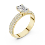 Ethereal Emerald Cut Solitaire Pavé Statement Ring
