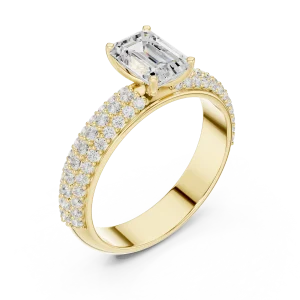Ethereal Emerald Cut Solitaire Pavé Statement Ring