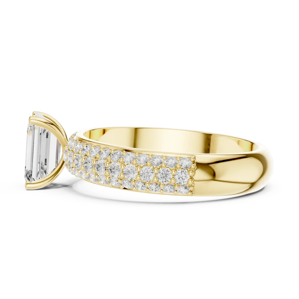 Ethereal Emerald Cut Solitaire Pavé Statement Ring - Image 4