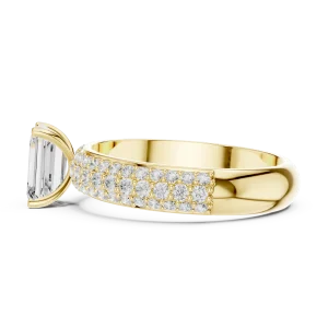 Ethereal Emerald Cut Solitaire Pavé Statement Ring - Image 4