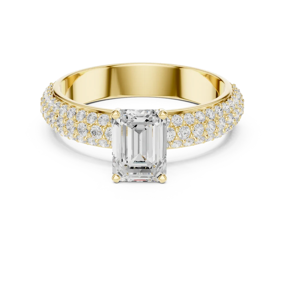Ethereal Emerald Cut Solitaire Pavé Statement Ring - Image 2