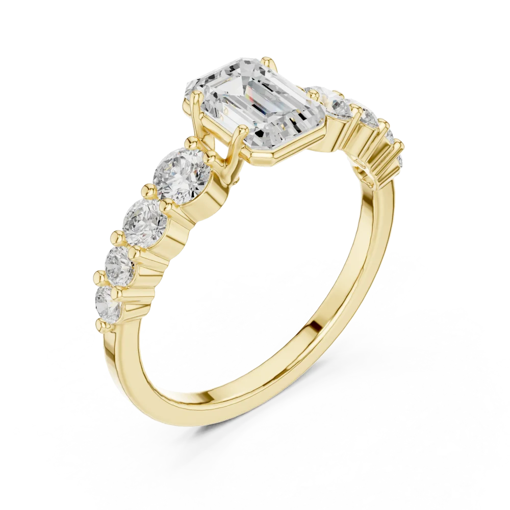 Discover the Luminary Solitaire ring, featuring a brilliant emerald-cut DIAMEUR diamond. Experience timeless elegance and sustainable luxury. Shop now.