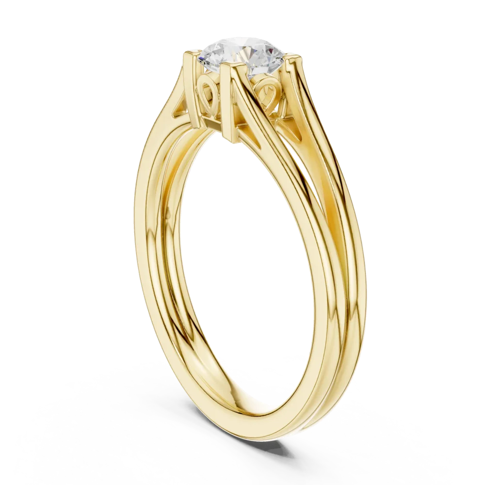 Essence Round Brilliant Cut Architectural Solitaire Ring - Image 3