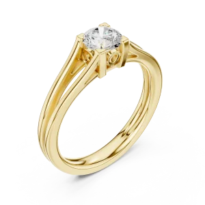 Essence Round Brilliant Cut Architectural Solitaire Ring
