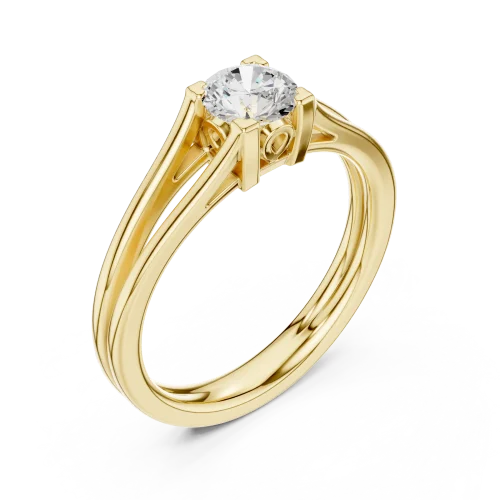 Essence Round Brilliant Cut Architectural Solitaire Ring
