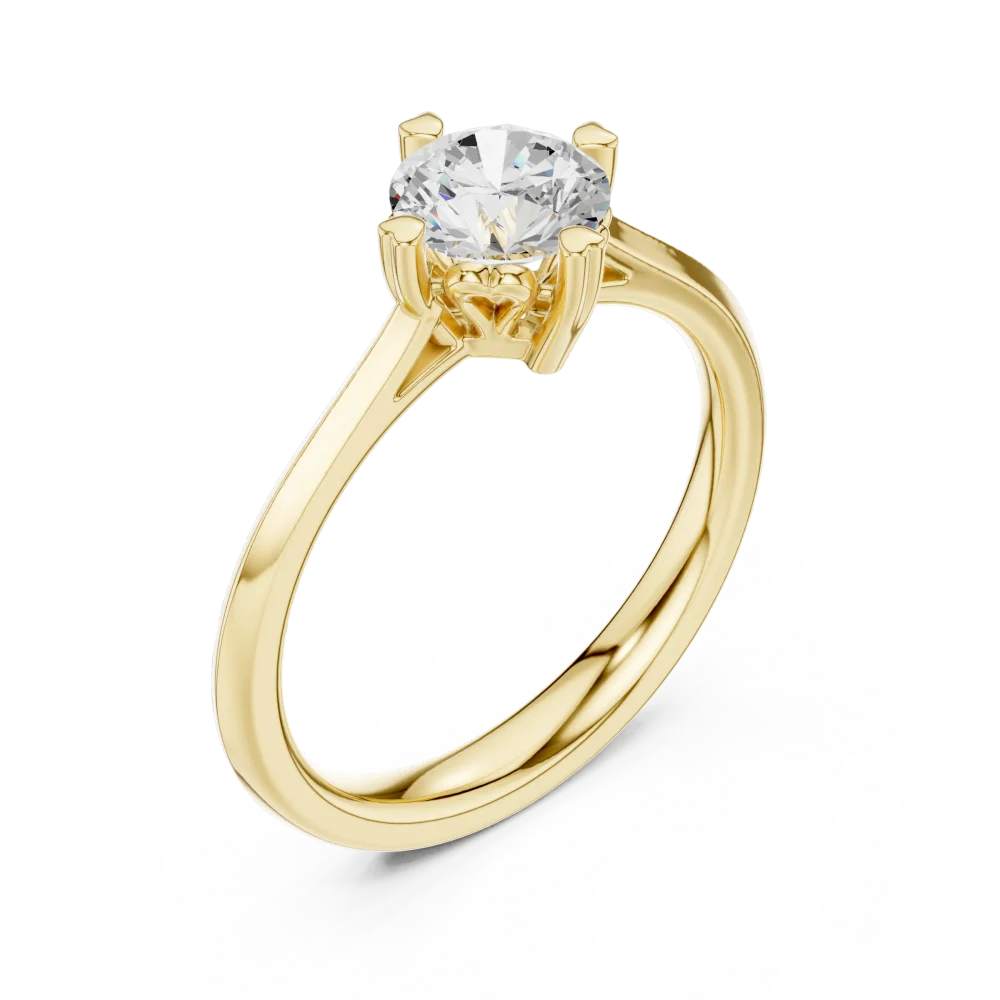 Discover the Essence Round Solitaire Engagement Ring. Featuring a stunning DIAMEUR lab-grown diamond, this modern classic is the ultimate symbol of love.