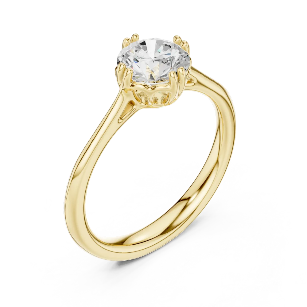 Discover the elegance of this round brilliant Solitaire engagement ring featuring a premium DIAMEUR lab-grown diamond. Shop this sustainable luxury piece today.