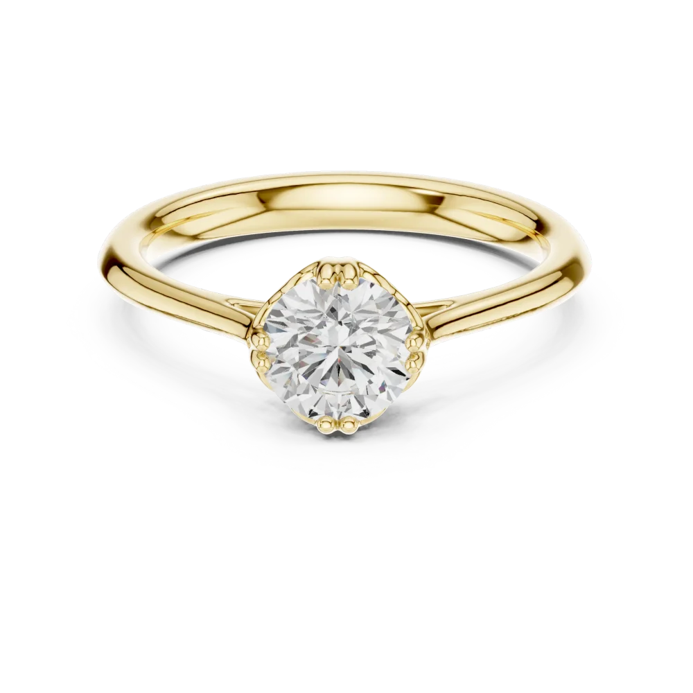 Essence Round Brilliant Cut Architectural Solitaire Ring - Image 2