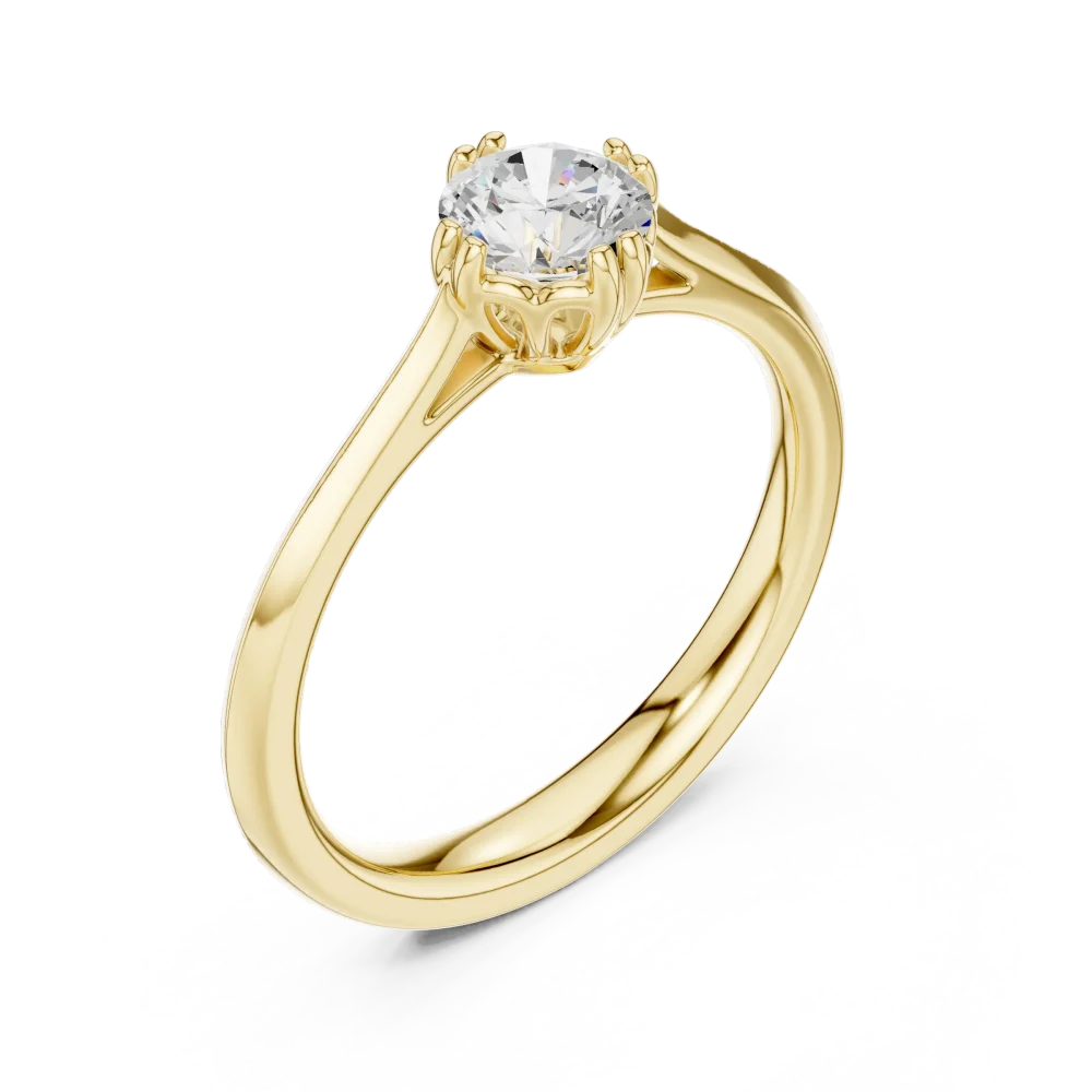 Discover the Essence Solitaire Ring, featuring a radiant DIAMEUR diamond. A modern classic design that blends sustainable luxury with elegance.