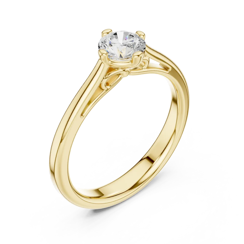 Experience the brilliance of a 0.50ct round DIAMEUR diamond in this architectural Solitaire ring. Shop this sustainable luxury staple and own a classic.