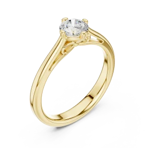 Essence Round Brilliant Cut Architectural Solitaire Ring