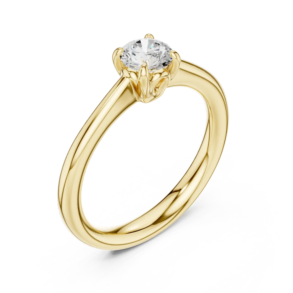 Experience the sheer brilliance of this round cut Solitaire ring. Featuring a premium DIAMEUR diamond, it is a modern classic of elegance. Shop now.