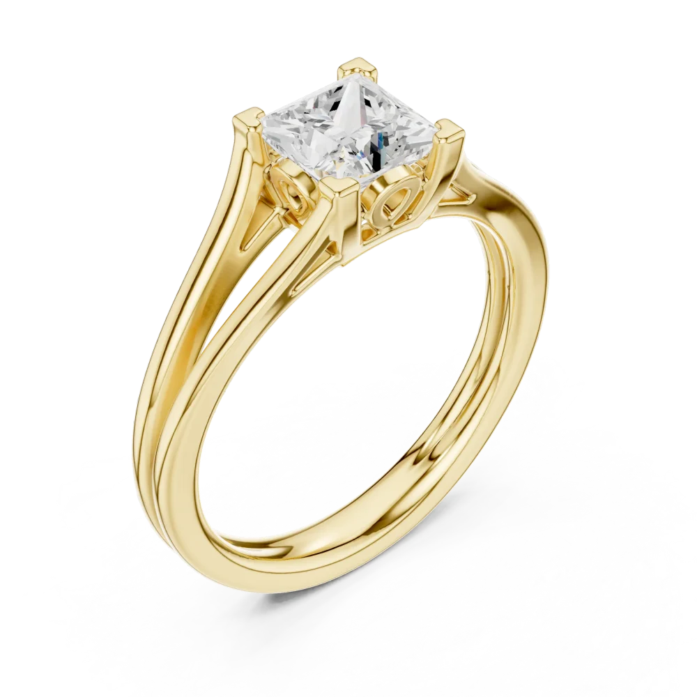 Experience the brilliance of our modern Princess Cut Solitaire ring. Featuring a premium DIAMEUR lab-grown diamond, it is the perfect symbol of elegance. Shop now.