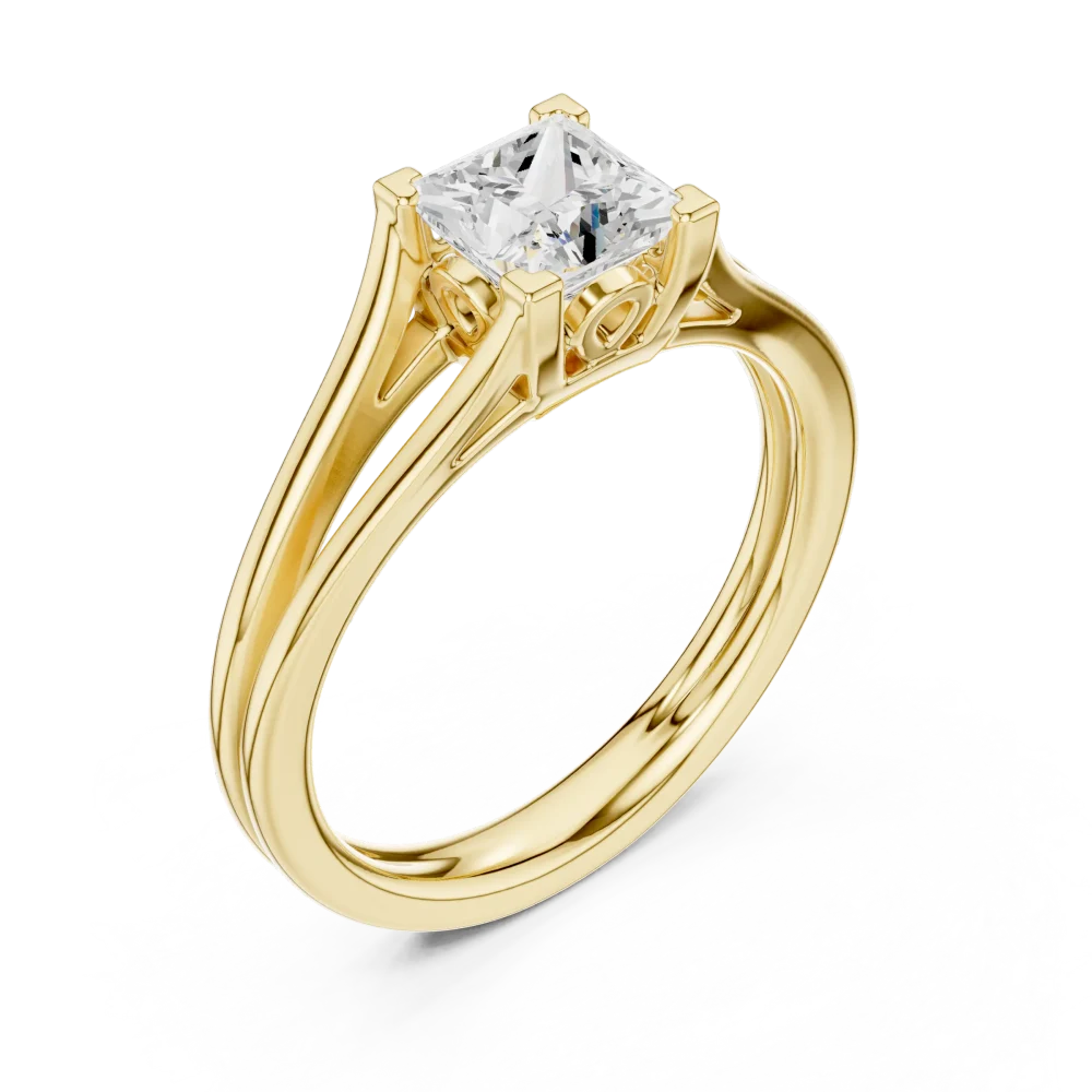 Experience the architectural grace of this 5.0ct princess-cut DIAMEUR Solitaire ring. A timeless symbol of sustainable luxury for your collection.