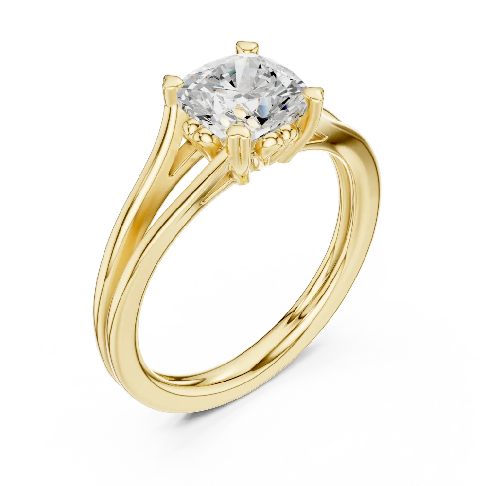 Experience the brilliance of this cushion cut Solitaire ring, a modern classic featuring a premium DIAMEUR lab-grown diamond. Shop this luxury staple today.