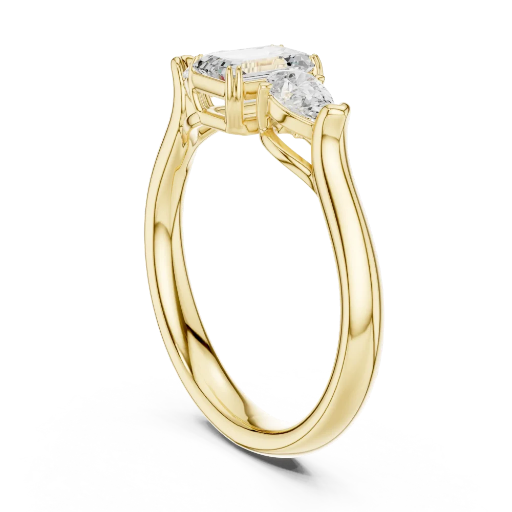 Luminary Emerald and Pear Solitaire Three-Stone Ring - Image 3
