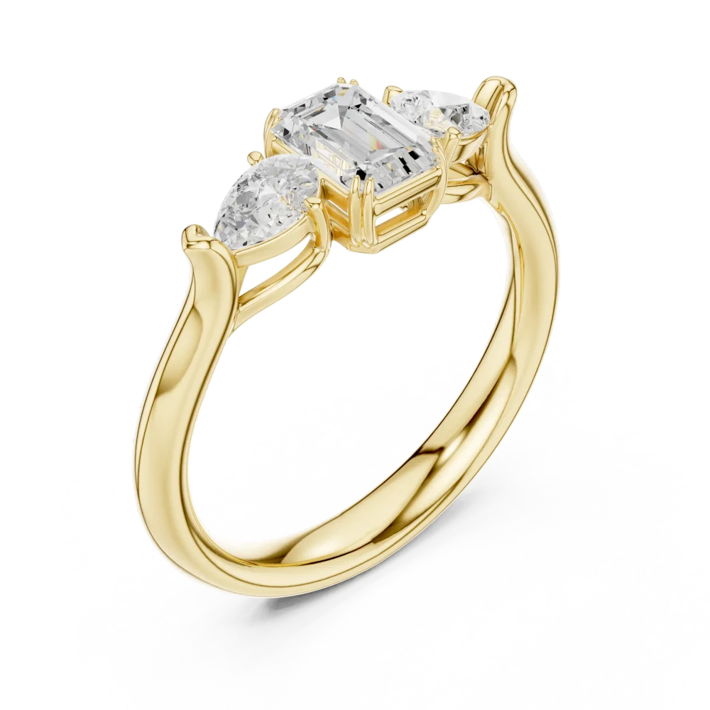 Experience modern luxury with our emerald Solitaire ring, featuring brilliant DIAMEUR diamonds. Elevate your style and shop this timeless design today.