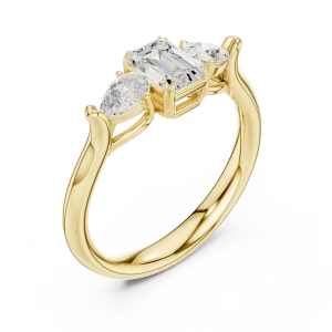 Luminary Emerald and Pear Solitaire Three-Stone Ring