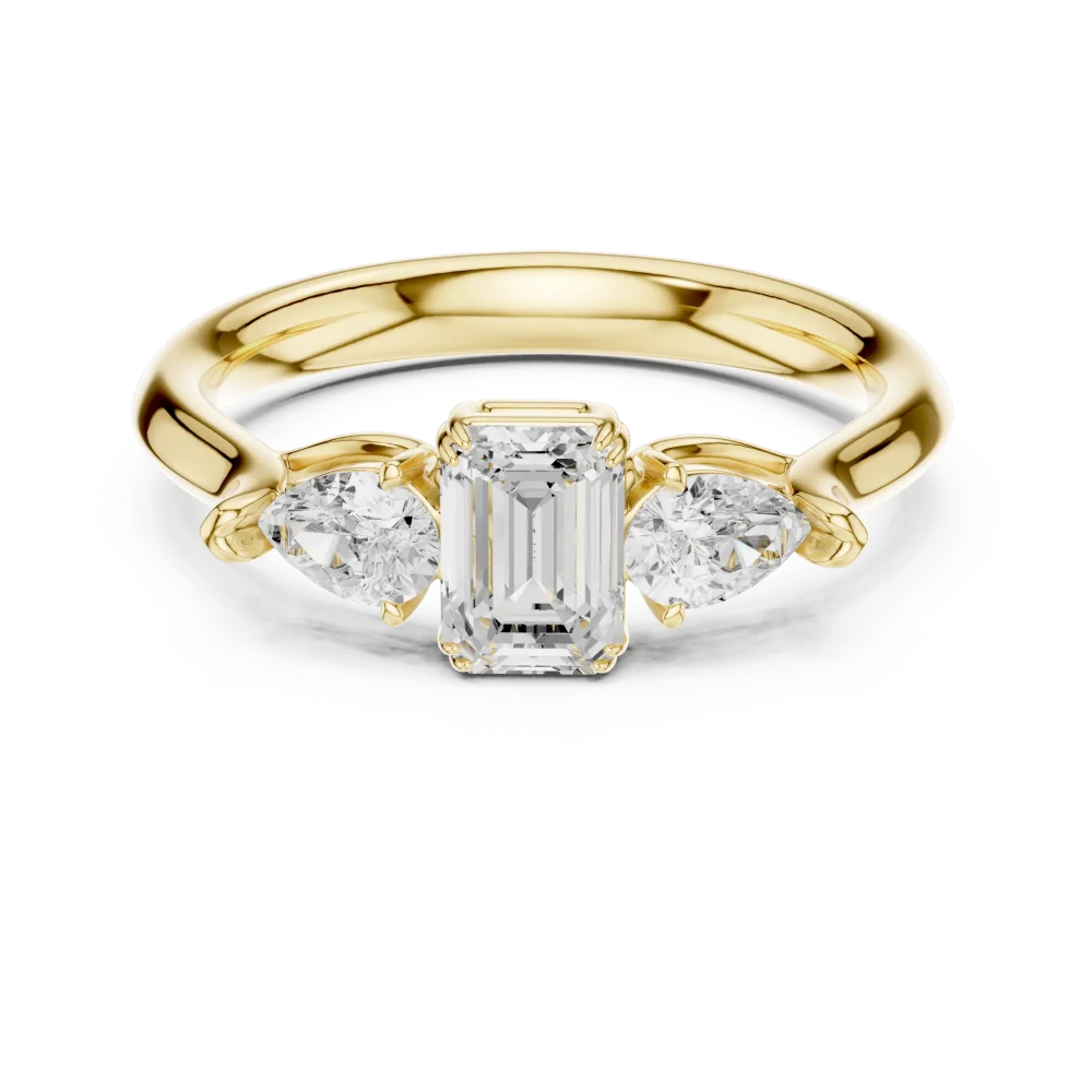 Luminary Emerald and Pear Solitaire Three-Stone Ring - Image 2